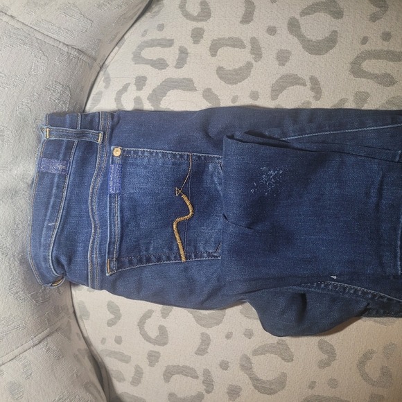 7 For All Mankind Gwenevere Blue Waters Mid Skinny Frayed Denim Jean - Picture 4 of 11